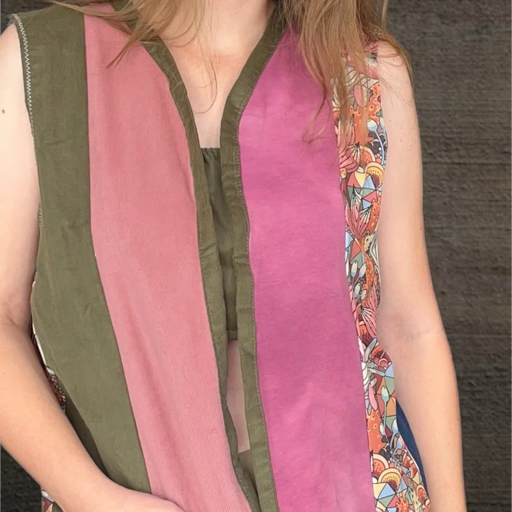 Earthy mushroom Patchwork Vest - Picture 5 of 15